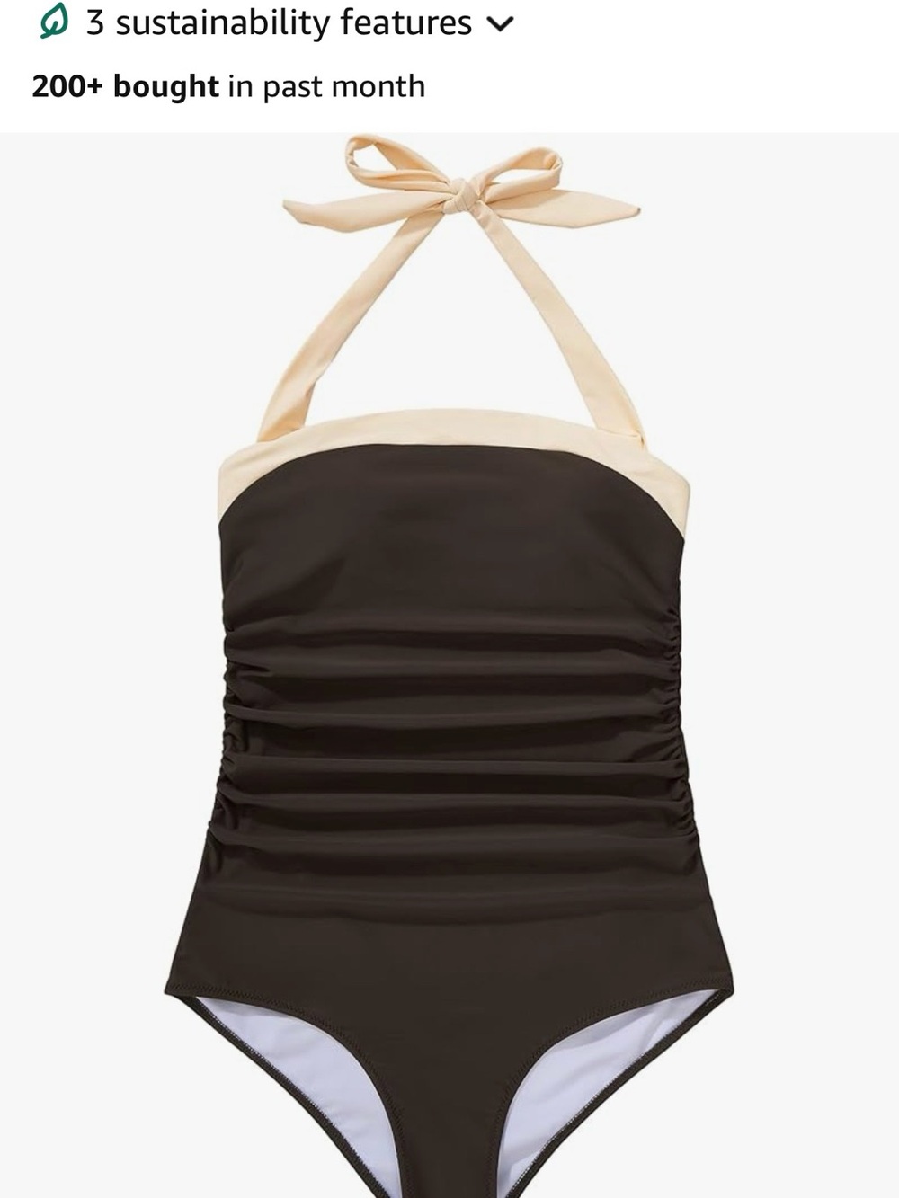 Two-Tone Black and Cream One-Piece Swimsuit